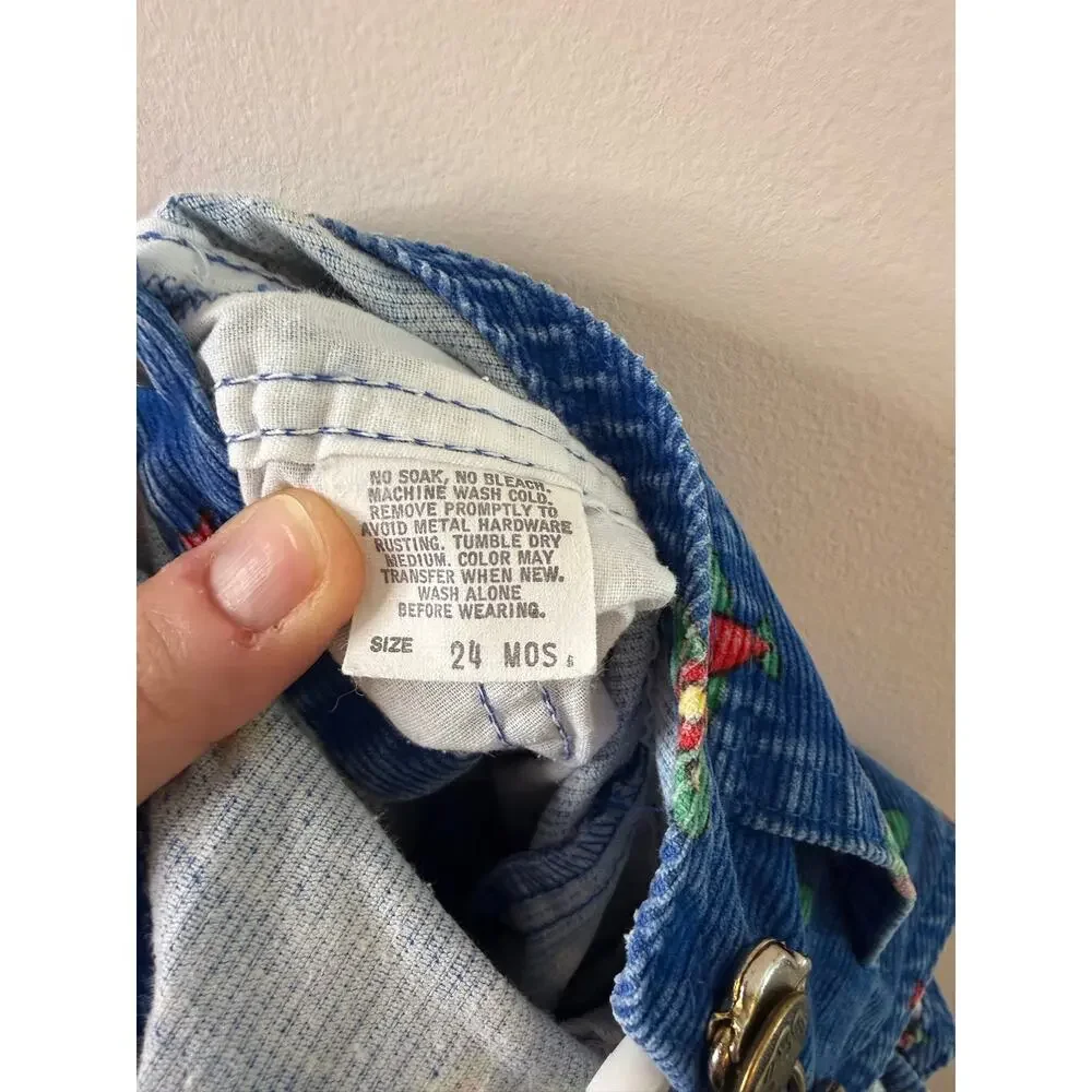 VTG OshKosh B’Gosh Vestbak Rocket Print Corduroy Overalls 24M EUC USA Rare 80s